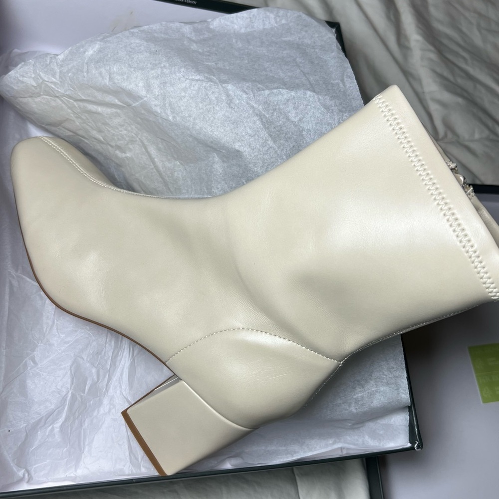 Silent D Carina Ankle Boots Ivory Oatmilk Napa Block Heel size EU 41 / US 10.5